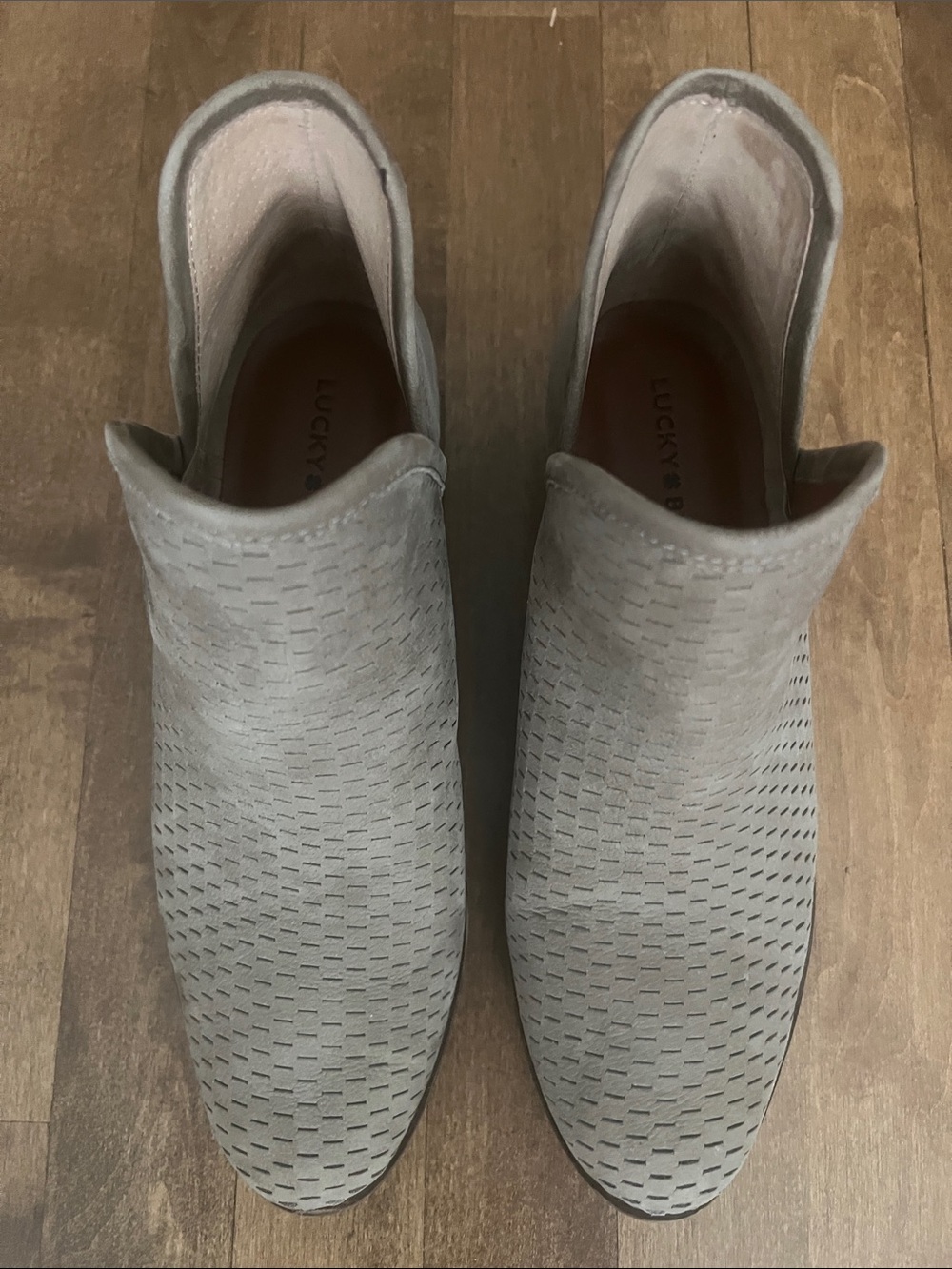 Lucky Brand Women's Perforated Ankle Booties in Light Gray